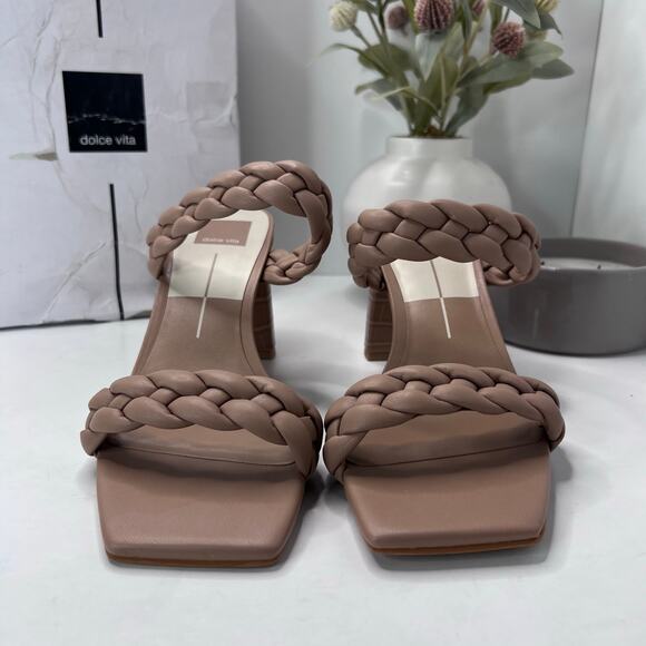 Dolce Vita Paily Croc Embossed Heel Sandal Café Stella Women 10 NWB Square Toe - Picture 2 of 11